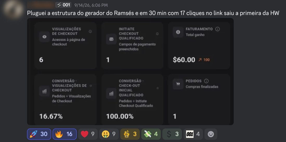 Mensagem real de membro no Discord da 001