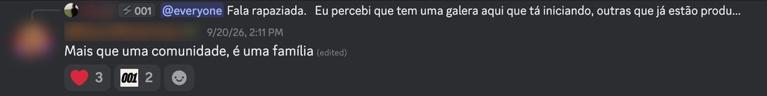 Mensagem real de membro no Discord da 001